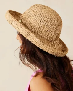Tommy Bahama Maria Packable Raffia Upturn Hat Natural Best