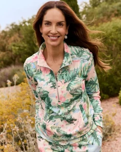 Tommy Bahama Marina Del Mar Ocean Vida Half-Zip Sweatshirt Malibu Peach Online