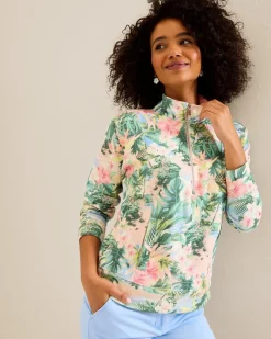 Tommy Bahama Marina Del Mar Ocean Vida Half-Zip Sweatshirt Malibu Peach Online