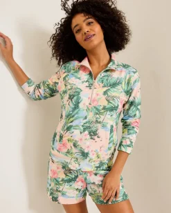 Tommy Bahama Marina Del Mar Ocean Vida Half-Zip Sweatshirt Malibu Peach Online