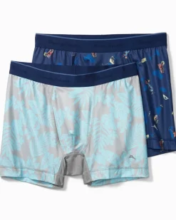 Tommy Bahama Mesh Tech Tropic Print Boxer Briefs — 2-Pack Navy Print Hot
