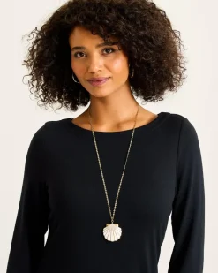 Tommy Bahama Moments in Paradise Mother of Pearl and Shell Pendant Necklace Gold Clearance