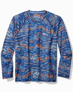 Tommy Bahama Monte Rio Geo Crew IslandZone® Rash Guard Kingdom Blue Sale