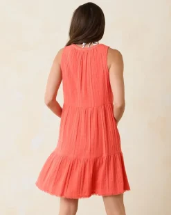Tommy Bahama Mykonos Textured Gauze Coverup Dress Burnt Coral Best