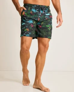 Tommy Bahama Naples Neon Shores 6-Inch Swim Trunks Black Sale