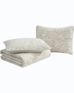 Tommy Bahama Ocean Deep Reversible 3-Piece Full/Queen Quilt Set Beige New