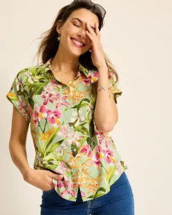 Tommy Bahama Orchid Bay Silk Camp Shirt Polished Pine Outlet