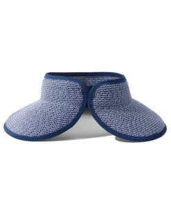 Tommy Bahama Packable Ultra-Braid Visor Navy/White Mix New