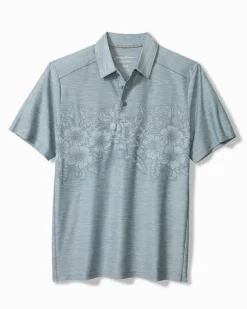 Tommy Bahama Palm Coast Hibiscus Border IslandZone® Polo Sterling Blue Outlet