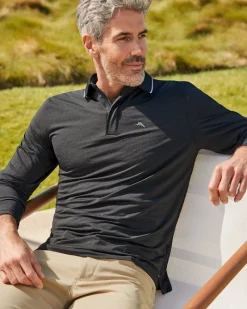 Tommy Bahama Palm Desert Fairway IslandZone® Long-Sleeve Polo Jet Black Sale