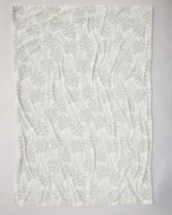 Tommy Bahama Palm Fronds Faux Teddy Throw Grey Sale