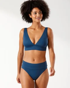Tommy Bahama Palm Modern® V-Neck Bikini Top Midnight Sea