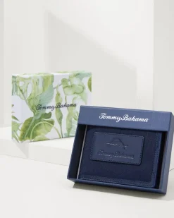 Tommy Bahama Passcase Wallet With Patch Logo Navy Hot