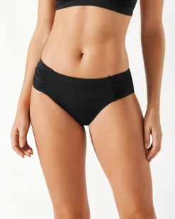 Tommy Bahama Pearl High-Waist Side-Shirred Bikini Bottoms Black