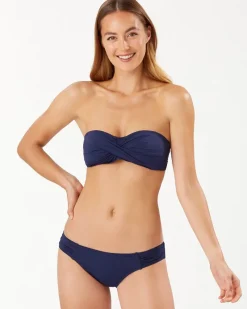 Tommy Bahama Pearl Twist-Front Bandeau Bikini Top Mare Navy