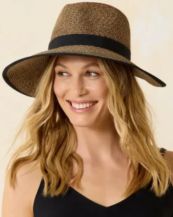 Tommy Bahama Pinched-Crown Face Saver Hat Natural/Black Clearance