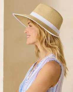 Tommy Bahama Pinched-Crown Face Saver Hat Natural/White Outlet
