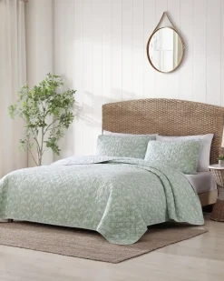 Tommy Bahama Pineapple Bloom Reversible 2-Piece Twin Quilt Set Green New