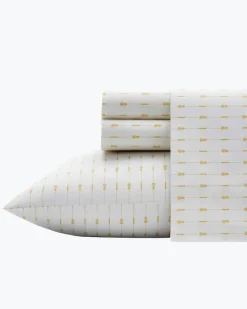 Tommy Bahama Pineapple Pinstripe 4-Piece Queen Sheet Set Yellow Clearance