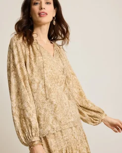 Tommy Bahama Playa Python Peasant Top Travertine Outlet