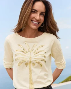 Tommy Bahama Puerta Del Sol Lux 3/4-Sleeve T-Shirt Coconut