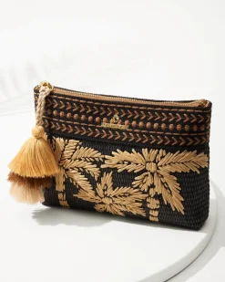 Tommy Bahama Raffia Palms Maci Wristlet Black Multi Hot