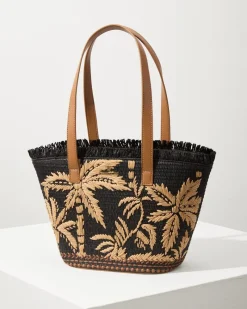 Tommy Bahama Raffia Palms Small Tote Black Multi Sale