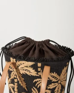 Tommy Bahama Raffia Palms Small Tote Black Multi Sale