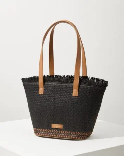 Tommy Bahama Raffia Palms Small Tote Black Multi Sale
