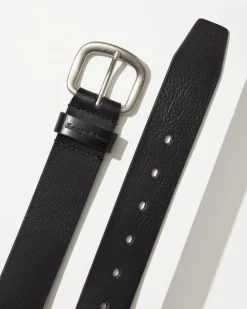 Tommy Bahama Raw Edge Leather Belt Black Outlet
