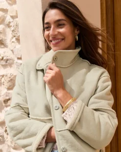 Tommy Bahama Reversible Faux Shearling Coat Oatmeal Hot