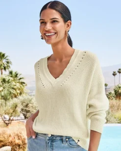 Tommy Bahama Salt Wash V-Neck Sweater Coconut Best
