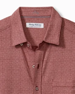 Tommy Bahama San Lucio Diamond Isles Stretch Knit Shirt Rose Red Hot