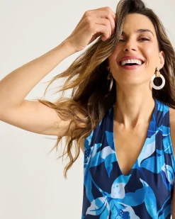 Tommy Bahama Sandy Seaside Brights Maxi Dress Island Navy Outlet