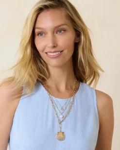 Tommy Bahama Sanibel Island Layered Shell Pendant Necklace Gold Best