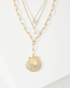 Tommy Bahama Sanibel Island Layered Shell Pendant Necklace Gold Best