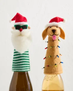Tommy Bahama Santa & Retriever Bottle Topper Set Multicolor Clearance
