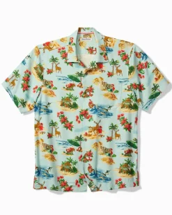 Tommy Bahama Santa Shores Silk Camp Shirt Light Sky Best
