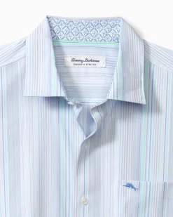Tommy Bahama Sarasota Stretch Santiago Stripe IslandZone® Shirt Dew Drop New