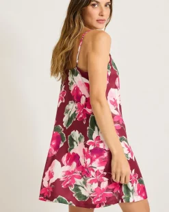 Tommy Bahama Satin Short Chemise Fuchsia Pink Clearance