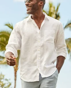 Tommy Bahama Sea Glass Breezer Linen Shirt White Outlet