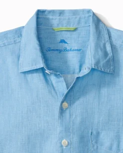 Tommy Bahama Sea Glass Breezer Linen Shirt Blue Yonder Hot