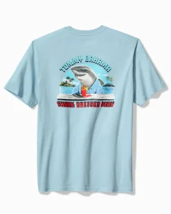 Tommy Bahama Shark Dressed Man Graphic T-Shirt Blue Stream Sale