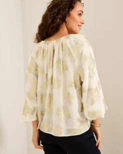 Tommy Bahama Shimmering Shores Peasant Top Coconut Clearance