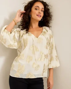 Tommy Bahama Shimmering Shores Peasant Top Coconut Clearance