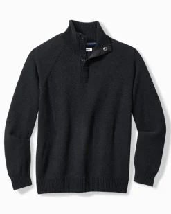 Tommy Bahama Shoreline Surfcomber Snap-Mock Sweater Black