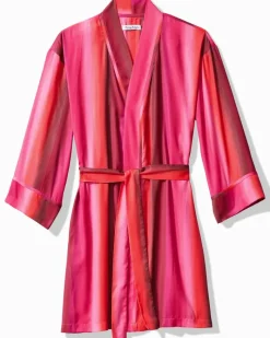 Tommy Bahama Short Satin Robe Burgundy Sale