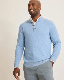 Tommy Bahama Soft Sands Cashmere Button-Mock Sweater Mystical Blue Best