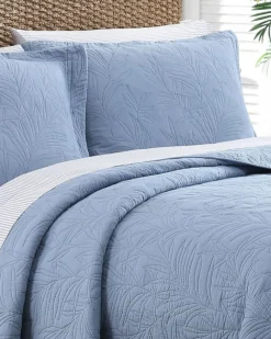 Tommy Bahama Solid Costa Sera King Quilt Blue Discount