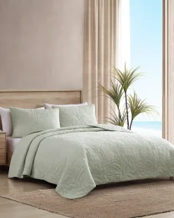 Tommy Bahama Solid Costa Sera 2-Piece King Quilted Sham Set Green New
